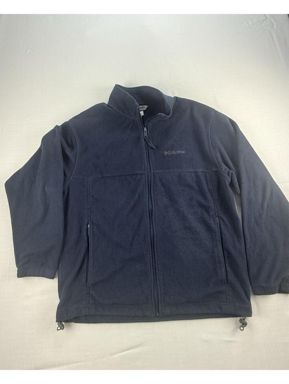 Columbia Fleece Jacket Mens Large Blue Full Zip Outdoor Hiking Lightweight